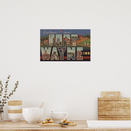 Vt. Wayne, Indiana - Large Letter Scenes 2 Poster (Keuken)