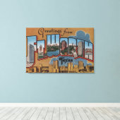 Vt. Worth, Texas - Large Letter Scenes Canvas Afdruk (Insitu (Houten vloer))
