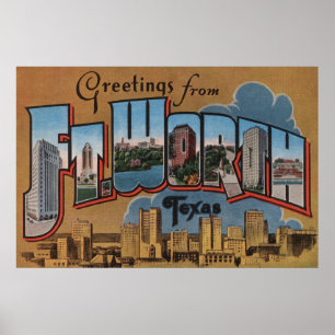 Vt. Worth, Texas - Large Letter Scenes Poster