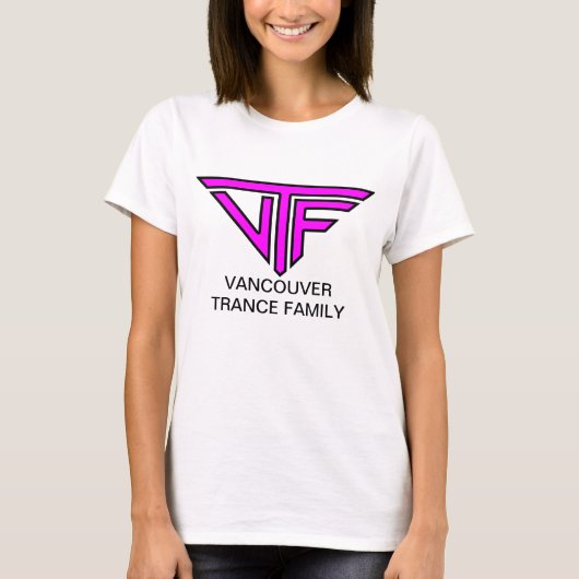 VTF-vrouwen (roze rand Logo met tekst) T-shirt (Voorkant)