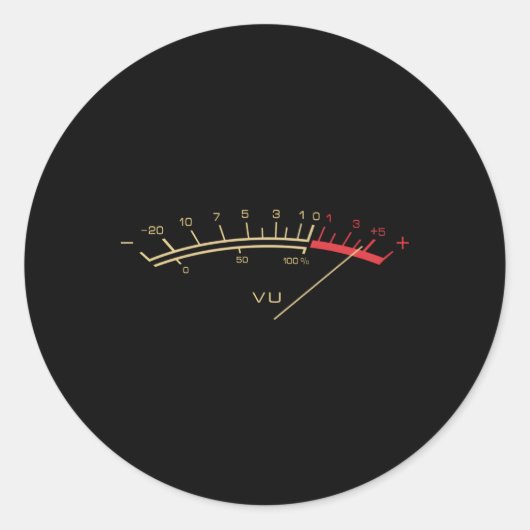 VU Meter Hi-Fi Stereo Muziek Ronde Sticker (Voorkant)
