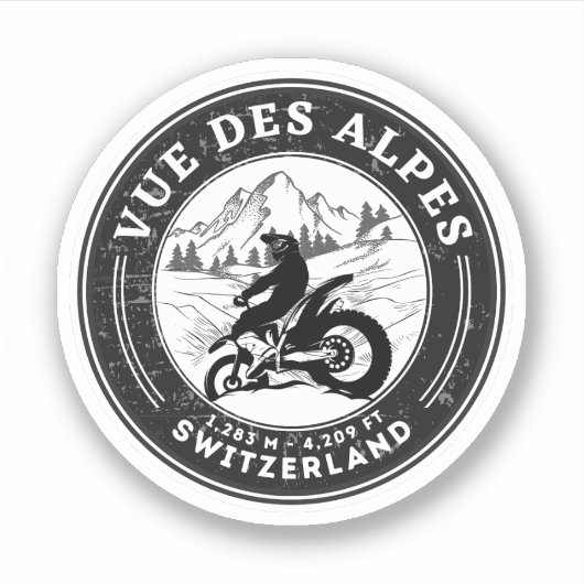 Vue des Alpes Zwitsers-Alpen motortour Sticker (Voorkant)