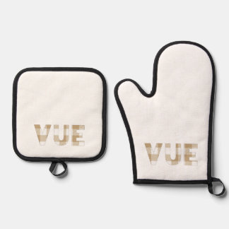 Vue Hmong Achternaam Beige Plaid Ovenwant & Pannenlap Set