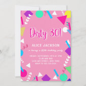 Vuil 30 Geboorte Viering Roze en Retro Kaart (Voorkant)