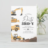 Vuil 3e Verjaardagsfeest Bouw 3e Verjaardag Kaart (Staand voorkant)