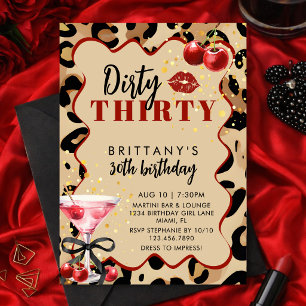 Vuil Dertig Cherry Martini Glam 30e Verjaardag Kaart