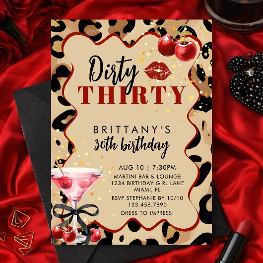 Vuil Dertig Cherry Martini Glam 30e Verjaardag Kaart
