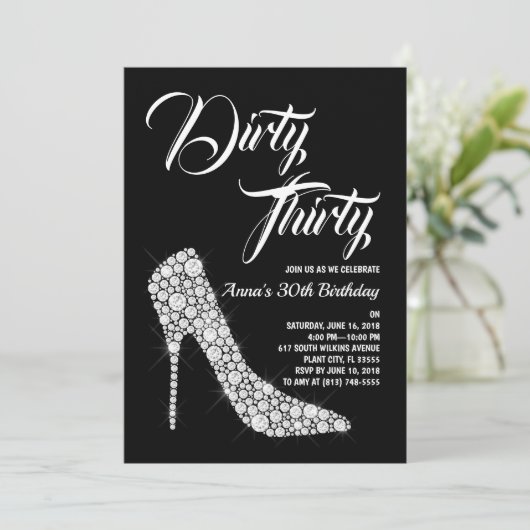 Vuil Dertig Verjaardagsuitnodiging Kaart (Staand voorkant)