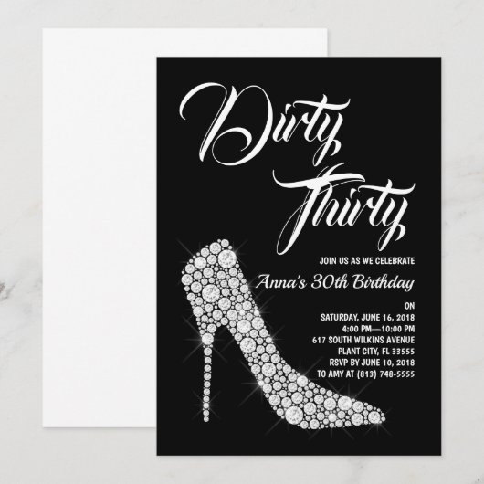 Vuil Dertig Verjaardagsuitnodiging Kaart (Voorkant / Achterkant)