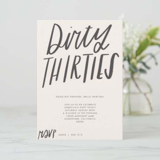 VUIL DERTIGER FEest UITNODIGING (Staand voorkant)