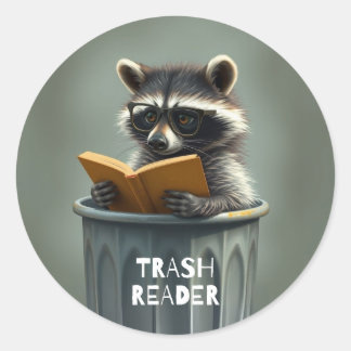 Vuil Lezer wasbeer leest boek Ronde Sticker