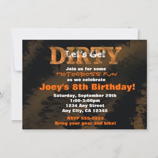 Vuil Modder Ren Race Motocross Racing Uitnodiging (Voorkant)