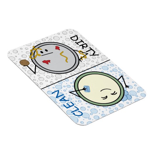 Vuil of schoon - Vaatwasser Status Cartoon Borden Magneet (Rechterzijde)