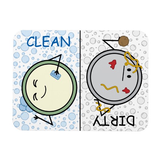 Vuil of schoon - Vaatwasser Status Cartoon Borden Magneet (Horizontaal)
