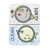 Vuil of schoon - Vaatwasser Status Cartoon Borden Magneet (Verticaal)