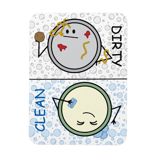 Vuil of schoon - Vaatwasser Status Cartoon Borden Magneet (Verticaal)