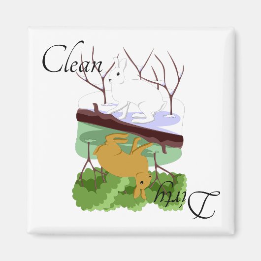 Vuil Schoon Vaatwasser Magneet Konijnenhaas Konijn (Voorkant)