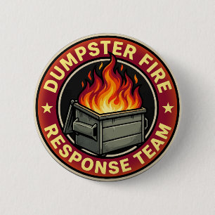 vuilcontainer brandweerteam grappig ronde button 5,7 cm