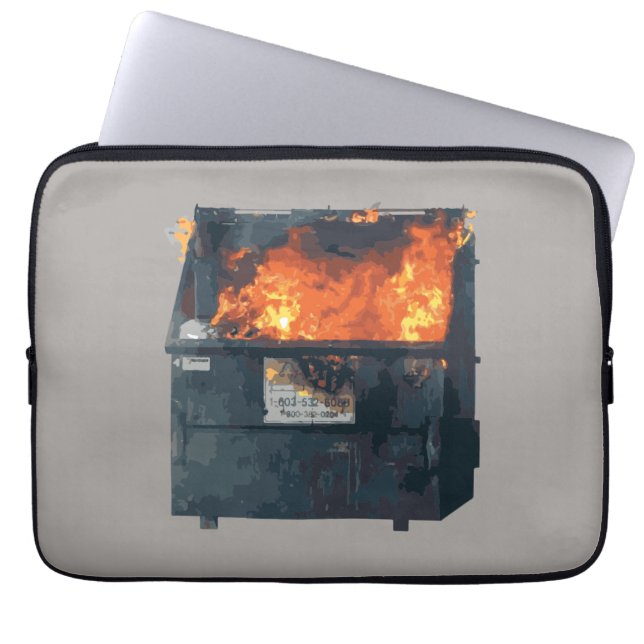 Vuilcontainerbrand - grappige warboel laptop sleeve (Voorkant)