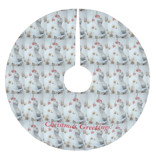 Vuildieren die met muizen bessen op sneeuwscène kerstboom rok (Voorkant)