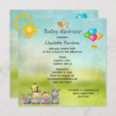 Vuildieren en -meisjes in Baby shower Kaart (Voorkant / Achterkant)