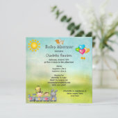 Vuildieren en -meisjes in Baby shower Kaart (Staand voorkant)