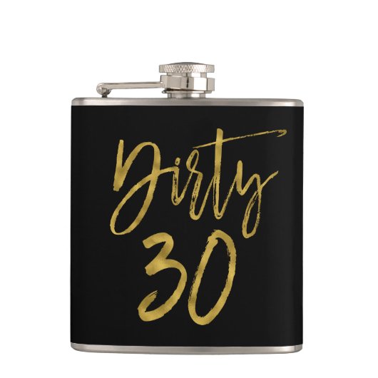 Vuile 30 Gouden folie en Zwarte Verjaardags Flask Heupfles (Voorkant)