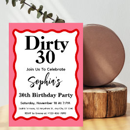 Vuile 30 roze en rode kromme kronkelen 30e verjaar kaart