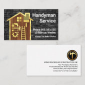 Vuile bakstenen muur gouden handyman tools gebouw visitekaartje (Voorkant / Achterkant)