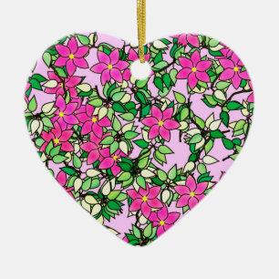 Vuile bloemen op een bleke roze achtergrond keramisch ornament
