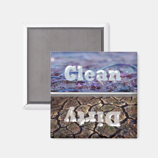 Vuile bubbels en schone vuile vaatwasser magneet (Voorkant / Achterkant)