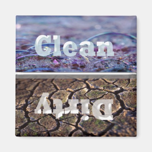 Vuile bubbels en schone vuile vaatwasser magneet (Voorkant)