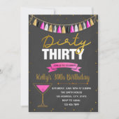 Vuile dertig roze feestuitnodiging kaart (Voorkant)