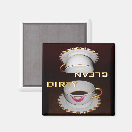 Vuile en schone Vaatwasser Fancy gerechten Magneet (Voorkant / Achterkant)