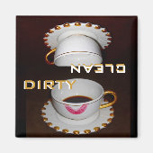 Vuile en schone Vaatwasser Fancy gerechten Magneet (Voorkant)