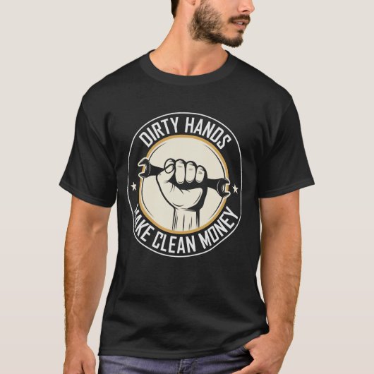 Vuile handen maken schoon geld - Grappig papa cade T-shirt (Voorkant)