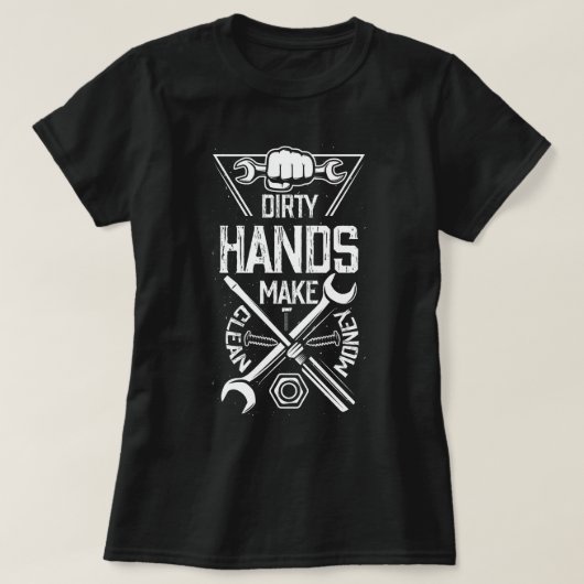 Vuile handen maken schoon geld monteur engineering t-shirt (Design voorkant)