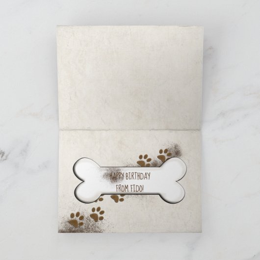 Vuile hond poot prints en bot verjaardag kaart (Binnen)