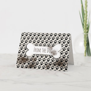 Vuile hond poot prints en bot verjaardag kaart