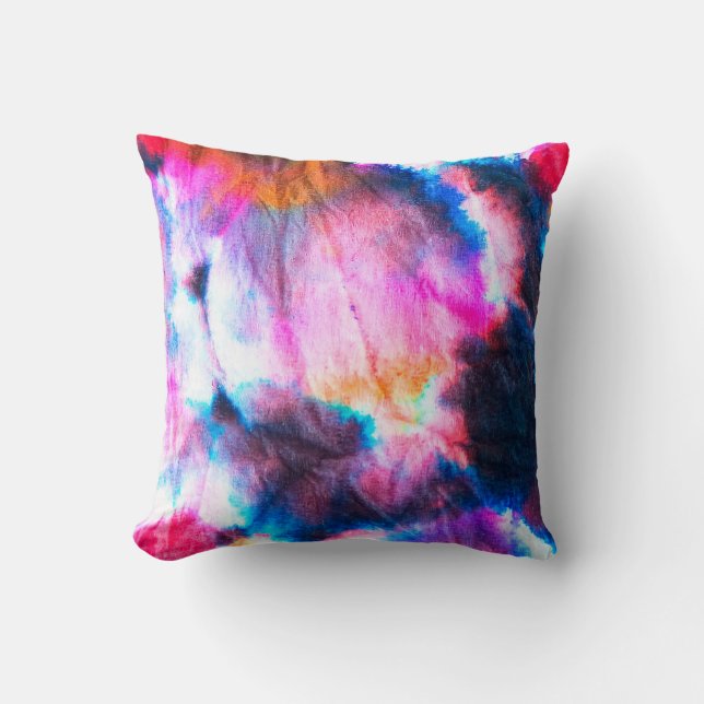 Vuile kunst. Heldere rode, lila, roze, gele kleure Kussen (Voorkant)