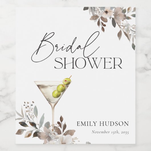 Vuile Martini Cocktail Bruiloftsborrel Wijn Etiket (Enkel label)