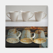 Vuile of schone koffiekopjes Vaatwasser Magneet (Voorkant)