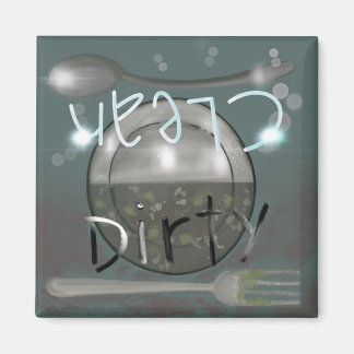 Vuile of schone vaatwasser Bord en keukengerei Magneet