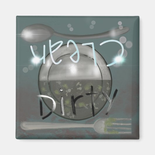 Vuile of schone vaatwasser Bord en keukengerei Magneet (Voorkant)