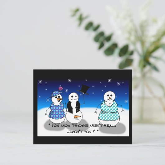 Vuile Oude Sneeuwman Briefkaart (Staand voorkant)