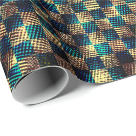 Vuile schaken en krassen, blauw en geel cadeaupapier