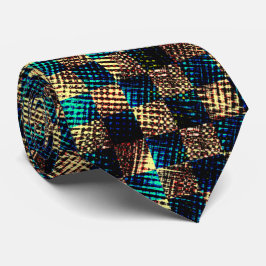 Vuile schaken en krassen, blauw en geel stropdas