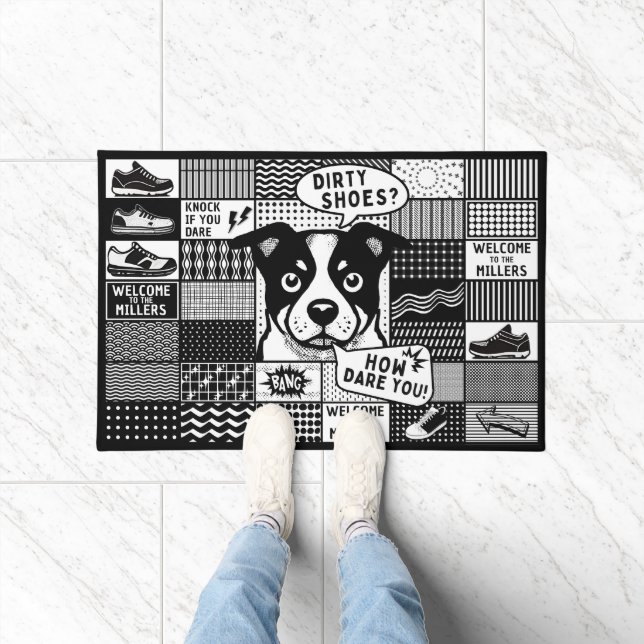 Vuile schoenen? Hoe durf je! - Stijlvolle pop kuns Deurmat (Binnen)