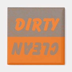 Vuile schone vaatwasmachine magneet