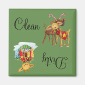 Vuile schone vaatwasser magneet Kerstmis rendier (Voorkant)